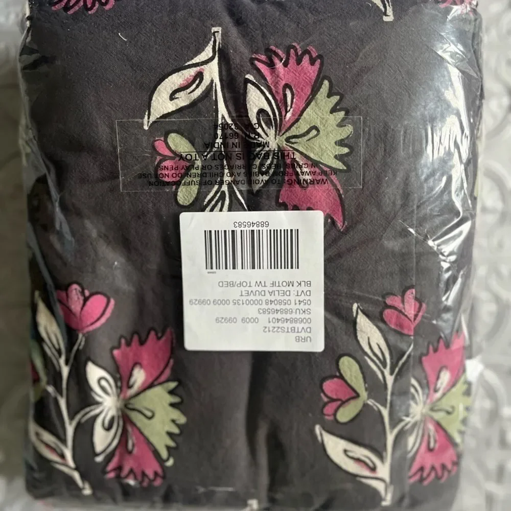 Urban Outfitters‎ Delia Duvet Cotton Cover Black Multi Twin/Twin XL